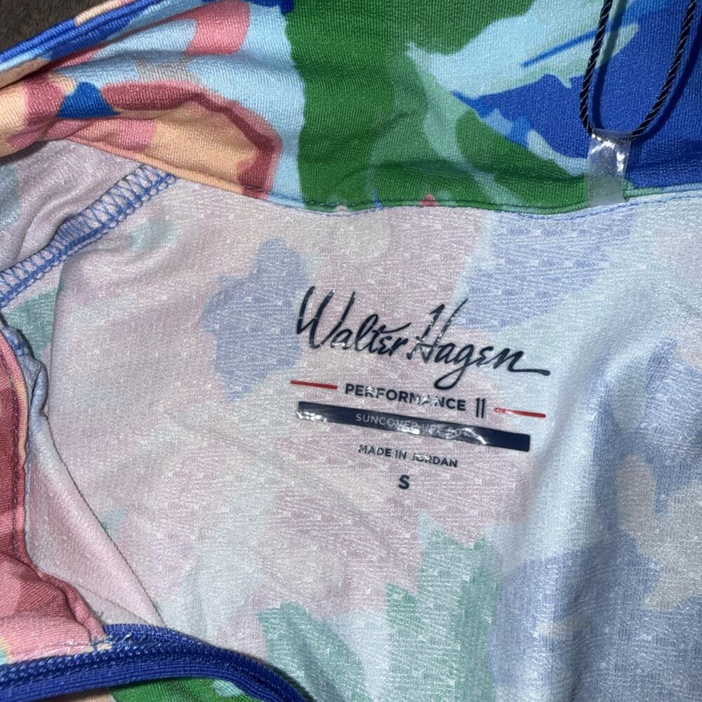 NEW Walter Hagen Womens P11 UPF 50+ Quarter Zip Blue Gouache Floral S - Picture 2 of 6